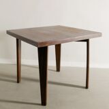 French Mid Century Wooden Squared Dining Table by Pierre Jeanneret, 1950s