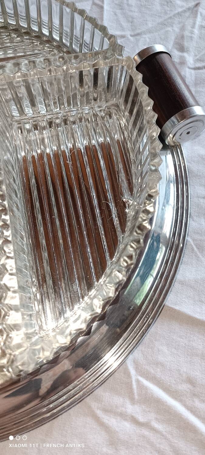 Art Deco 1930s silver-plated metal serving tray