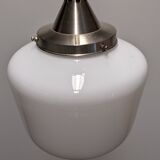 Suspension XL Art déco en opaline blanche, France vers 1920