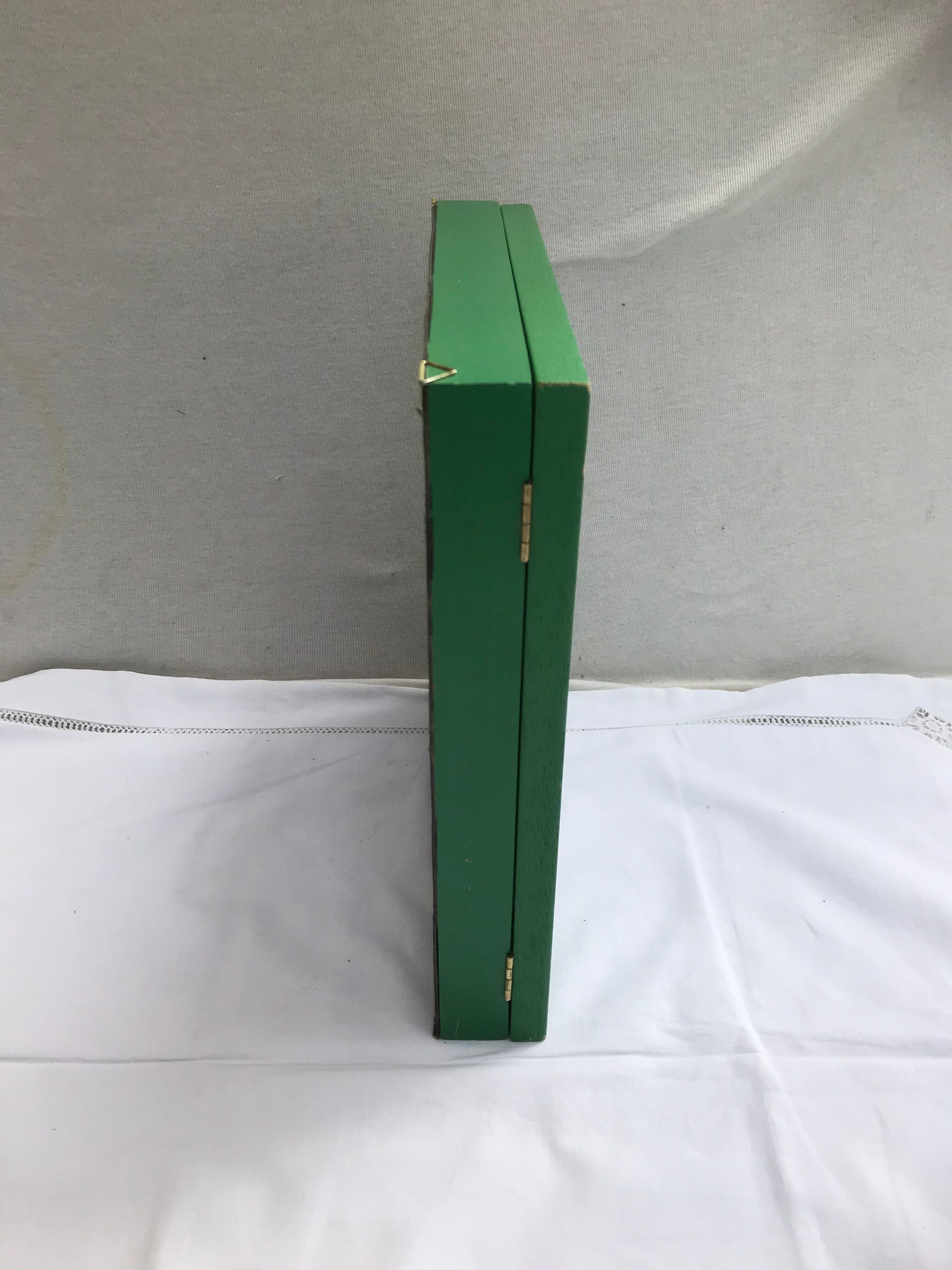 Old green wood showcase