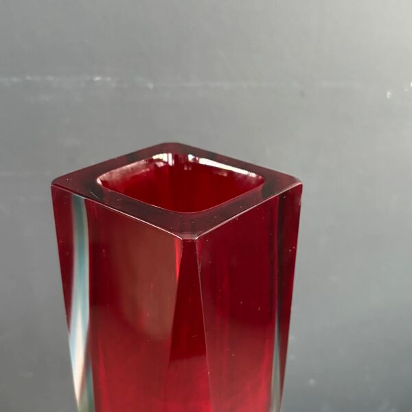Vase Murano sommerso grand modèle rouge et bleu - Mandruzzato - Années 70