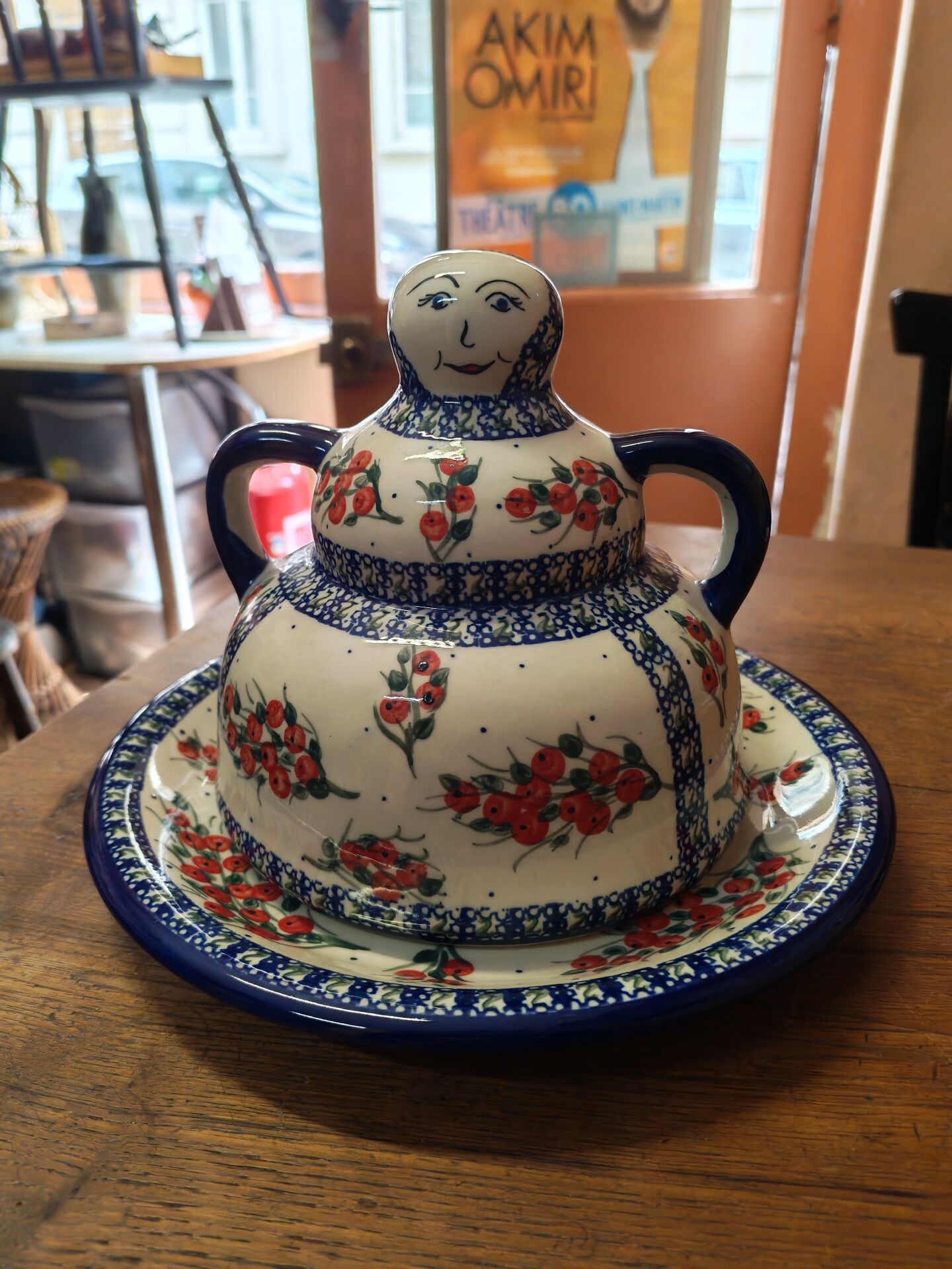 Cloche à fromage grès émaillée Boleslawiec Pologne