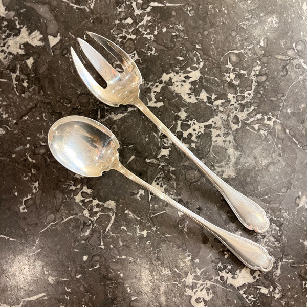 Salad cutlery, Alfénide, Christofle, Pompadour model