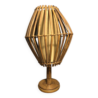 Lampe Rotin Bambou style Louis Sognot Vintage Circa 1950