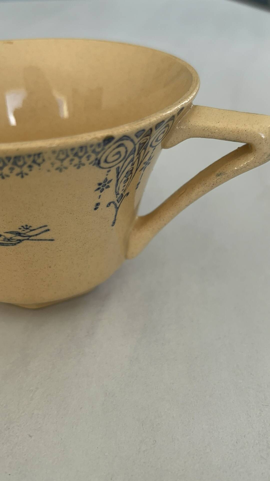 Iron earth tea cup St Amand - antique French earthenware with patina