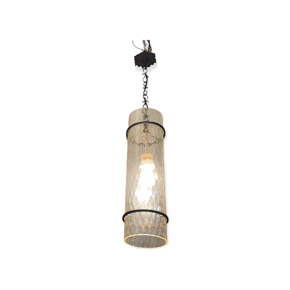 Italian wrought iron murano lamp light pendant