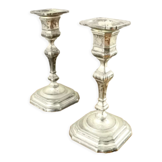 Silver metal candlesticks