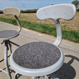 Set of 2 high workshop chairs, Nicolle model, known as whale tail