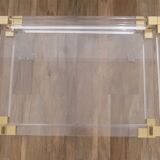 Nesting tables from the 1970s in brass, glass and lucite