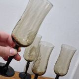 4 twisted smoked crystal glasses