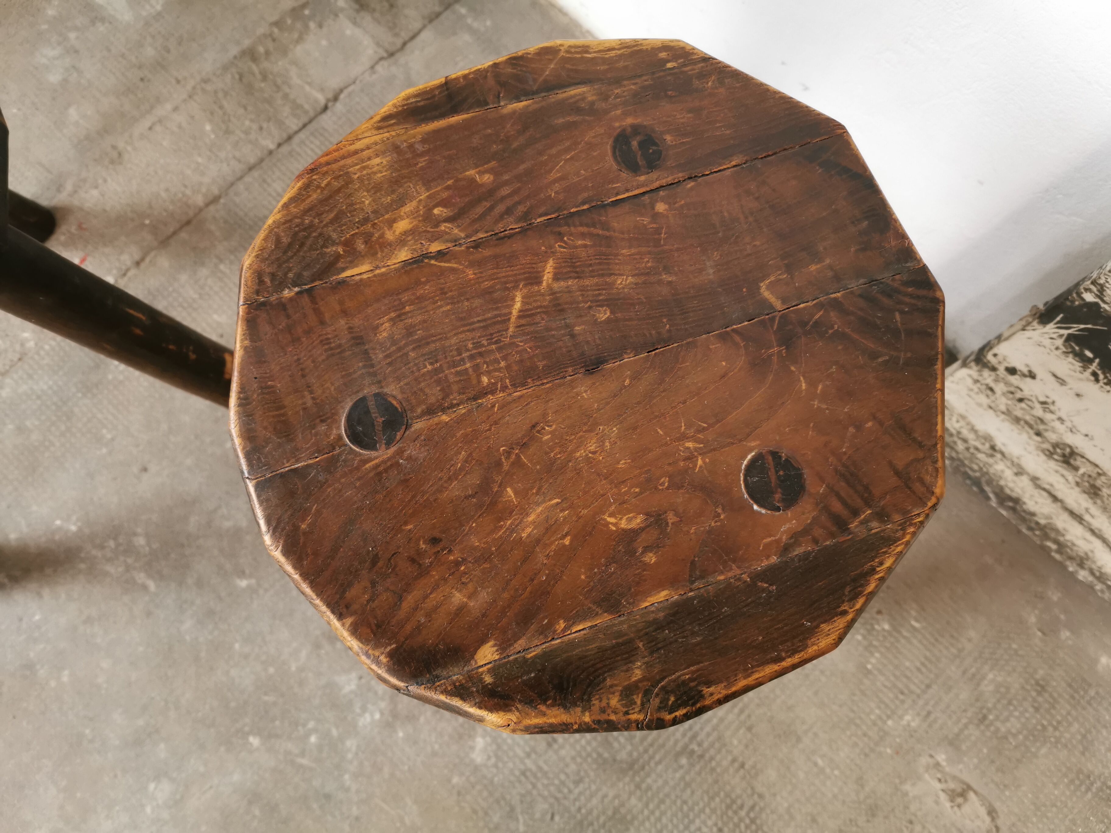 Pair of brutalist wooden stools