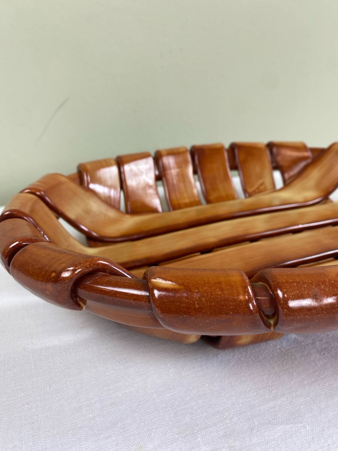 Woven ceramic basket