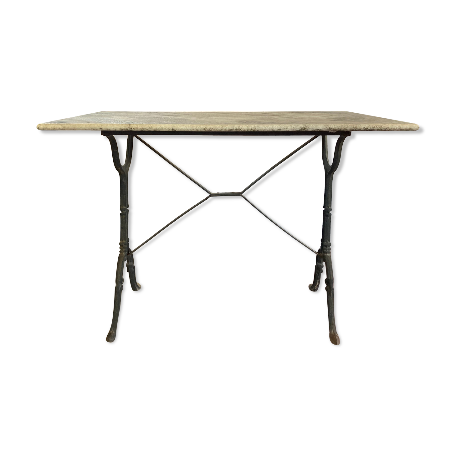 Table de bistrot provencal base cast iron marble top early twentieth century