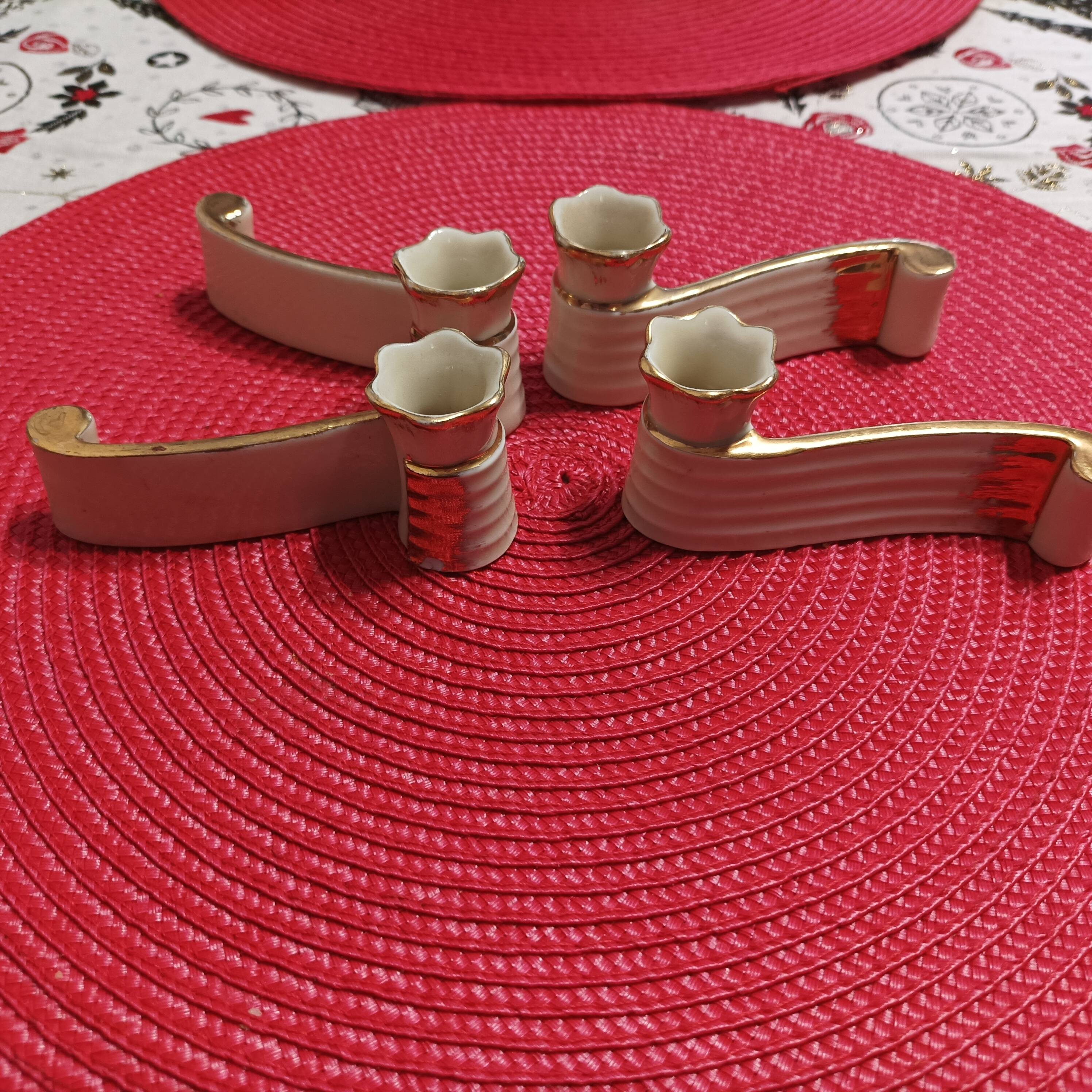 Set of 4 Porcelain Knife Holders from the 50s