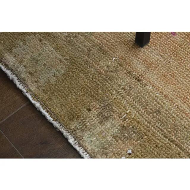 1970s Vintage Turkish Hand-Knotted Wool Cotton Orange Runner Rug 197x613