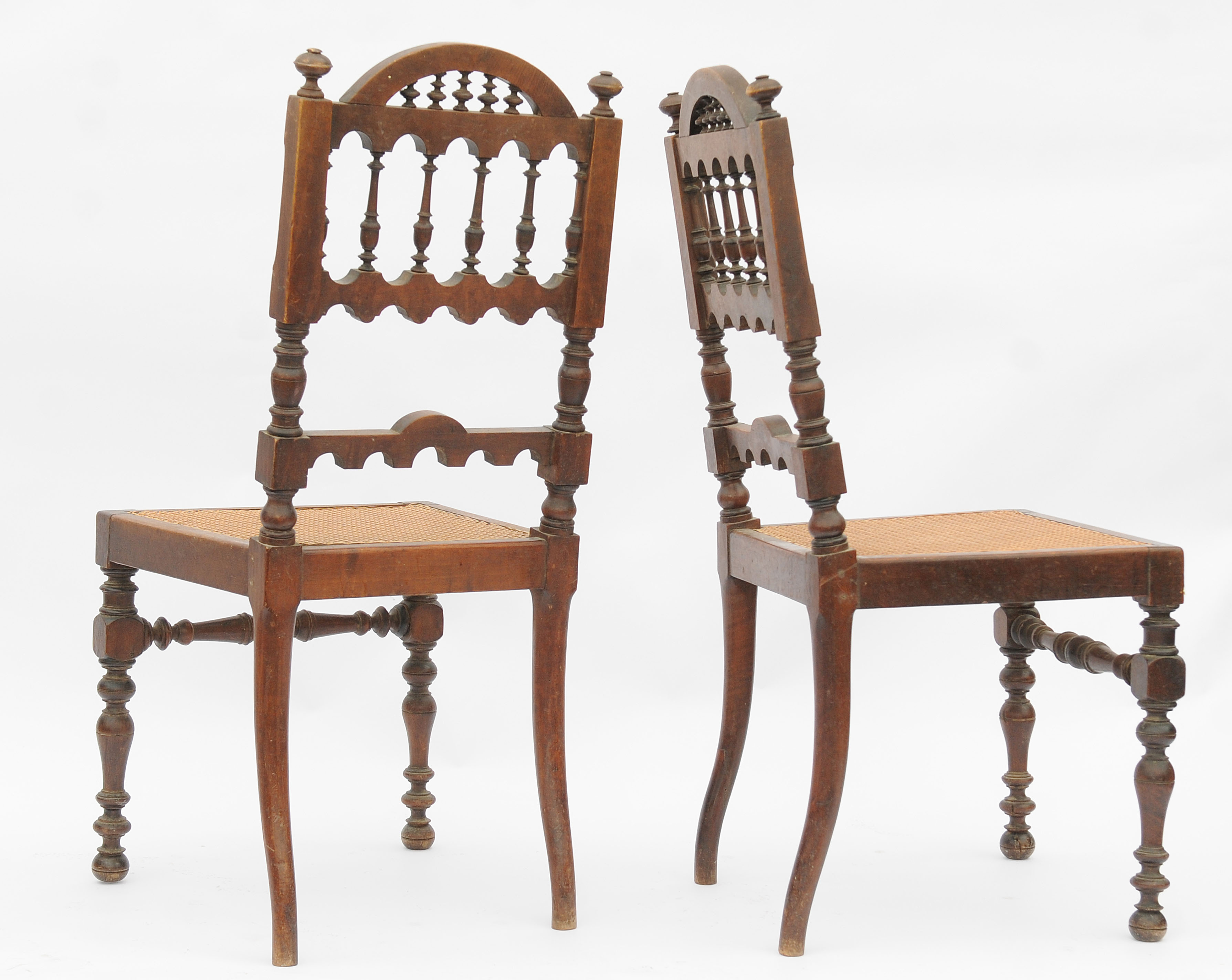 Series of 4 canne chairs