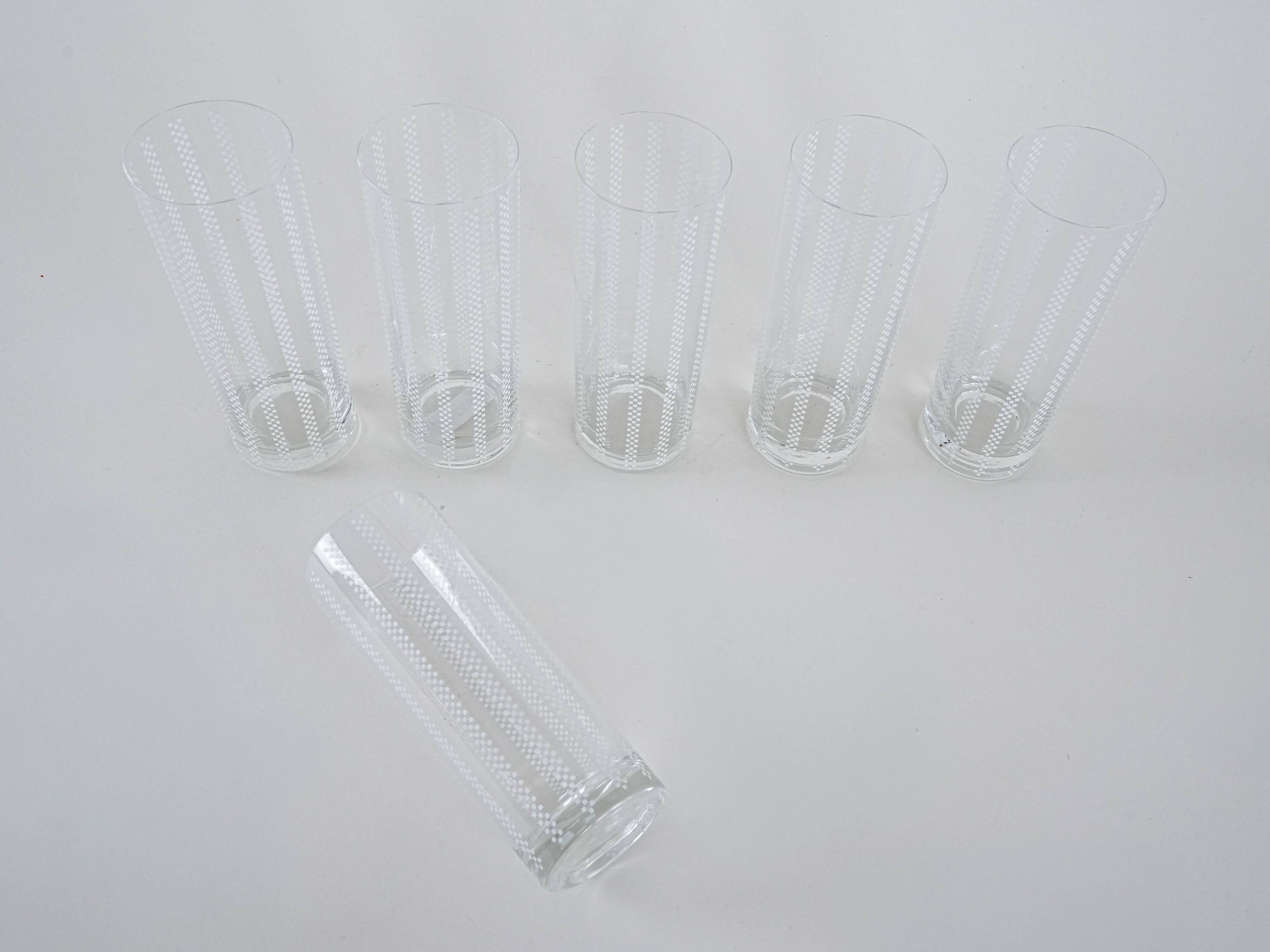 Set of six glasses, Op Art, 1960s, made in Italy