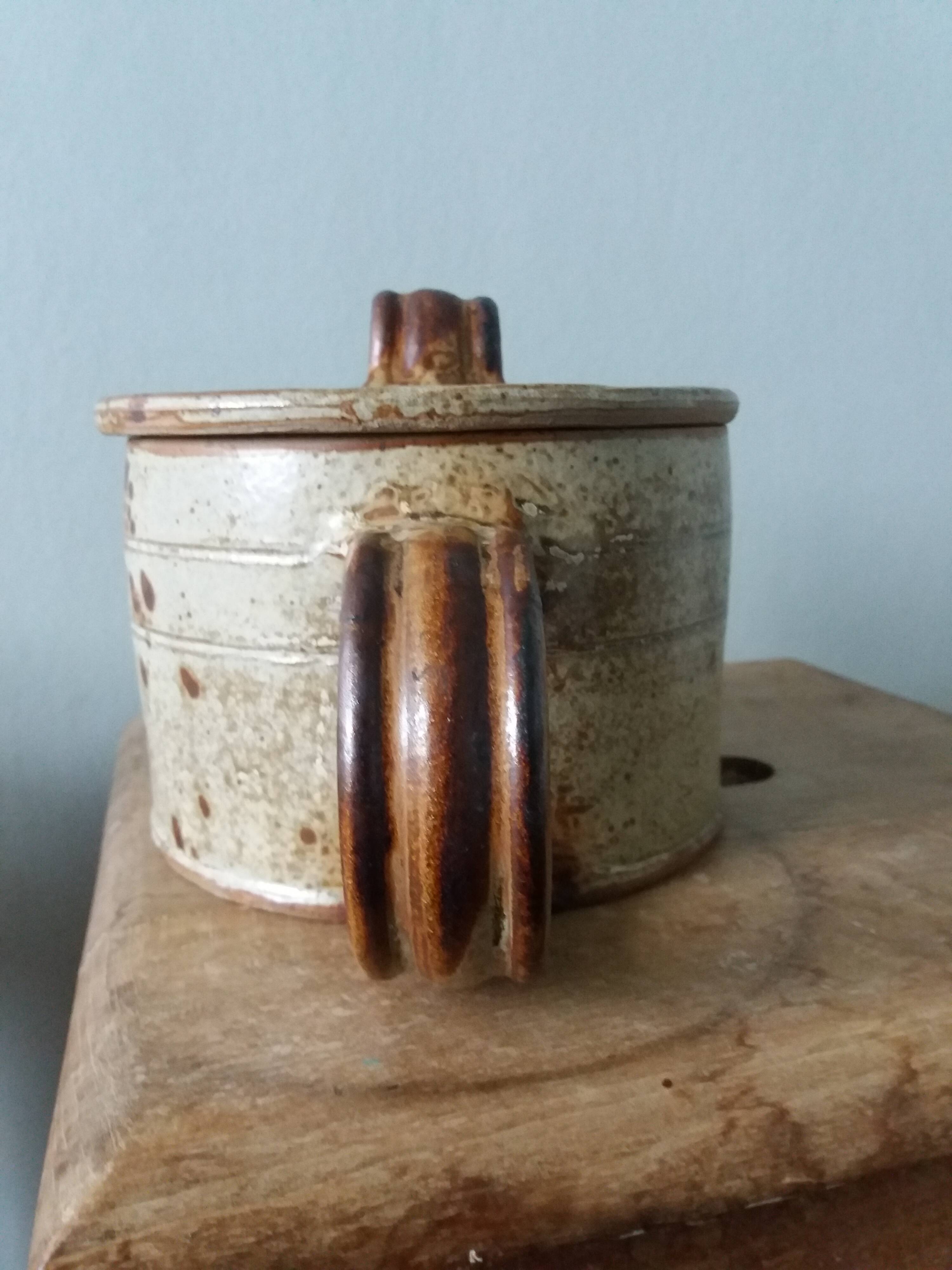 Puisaye stoneware teapot kettle pitcher signed Jean-Pierre Prud'homme
