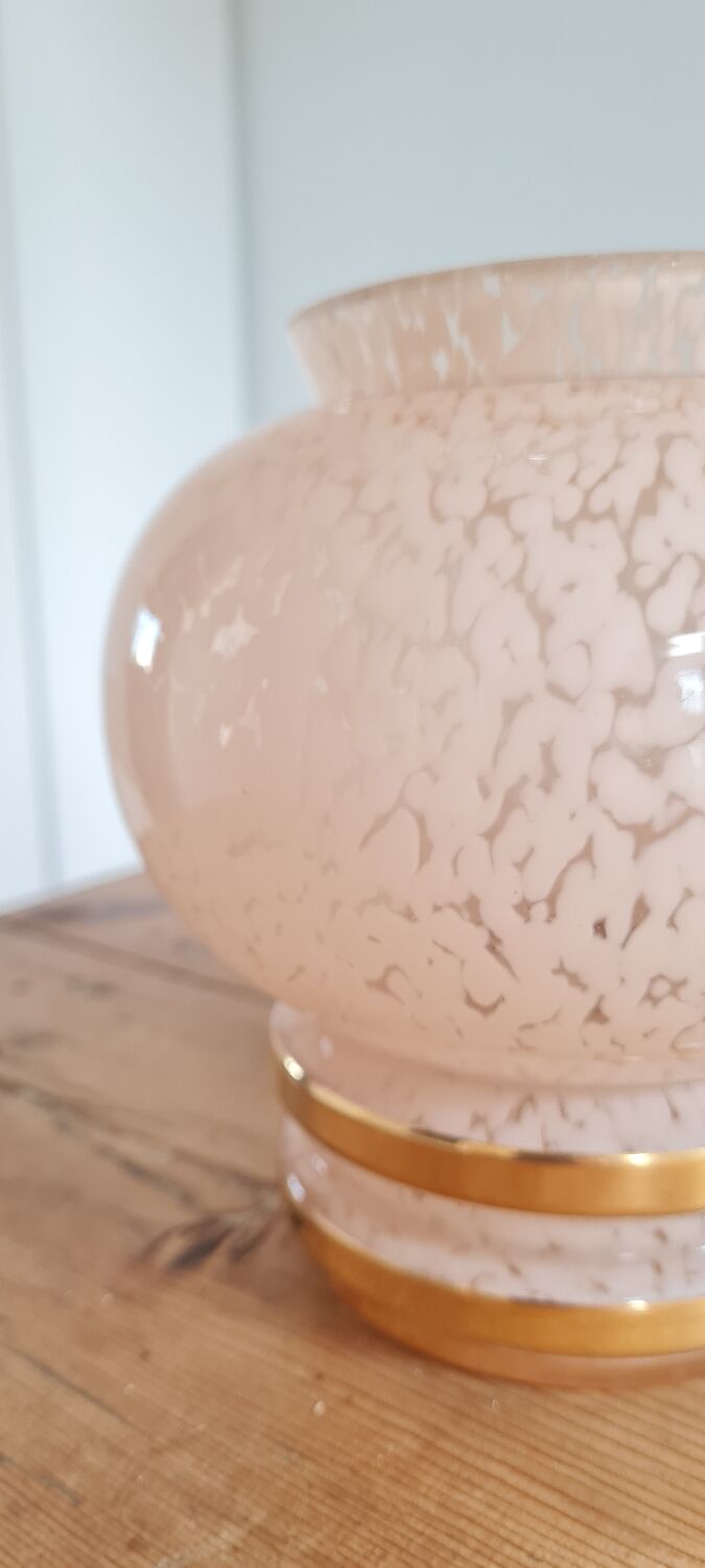 Glass vase of pink clicy 1950