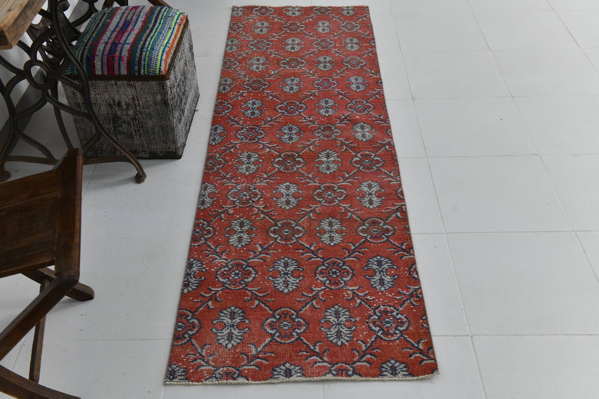 2x7 narrow vintage runner rug, 73x225cm