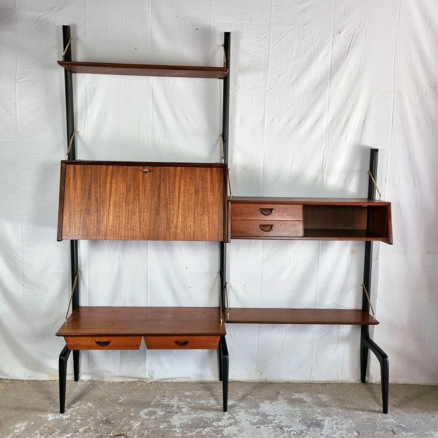 Mid-Century Modern Free Standing Teak Wall Unit by Louis van Teeffelen for WéBé