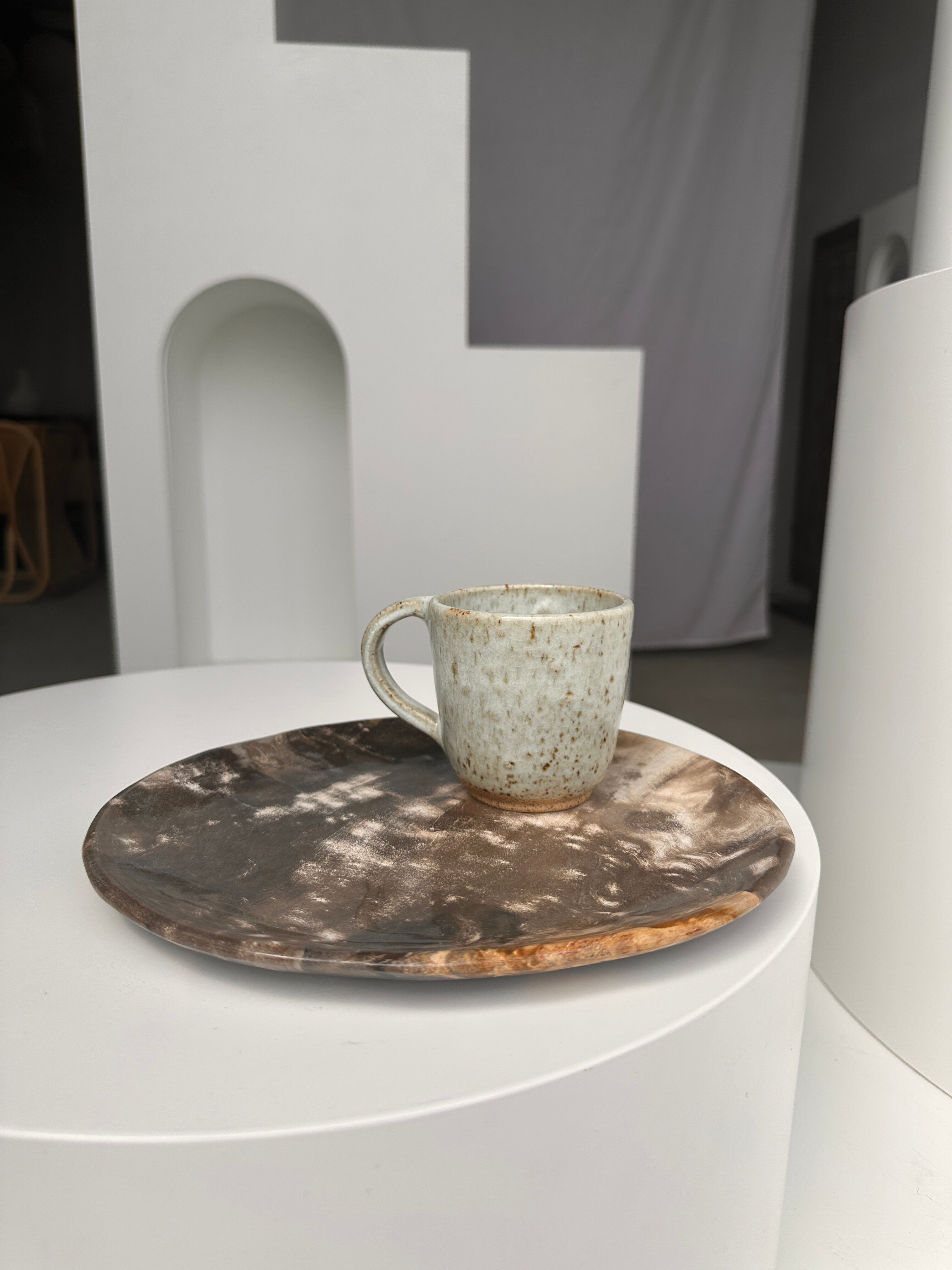 Dish in petrified wood