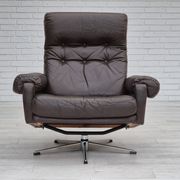 1970s, Danish swivel chair, original condition, brown furniture leather.