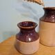Duo vases anciens grès vernissé vintage mid century