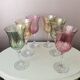 Set of 6 pastel colors 80s crystal wine glasses