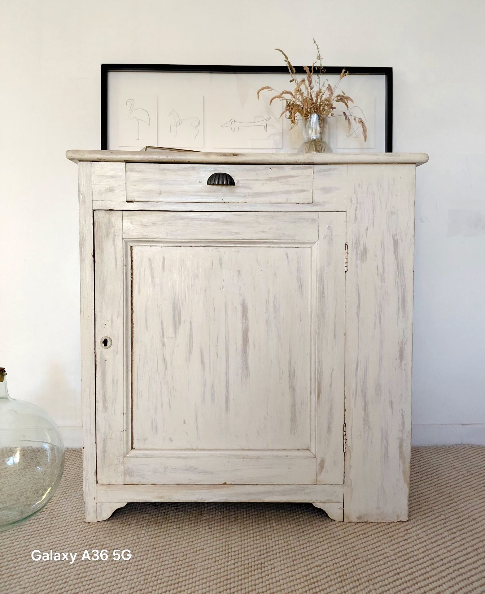 Large confiturier/Low bonnetière vintage artisan 1940 solid wood