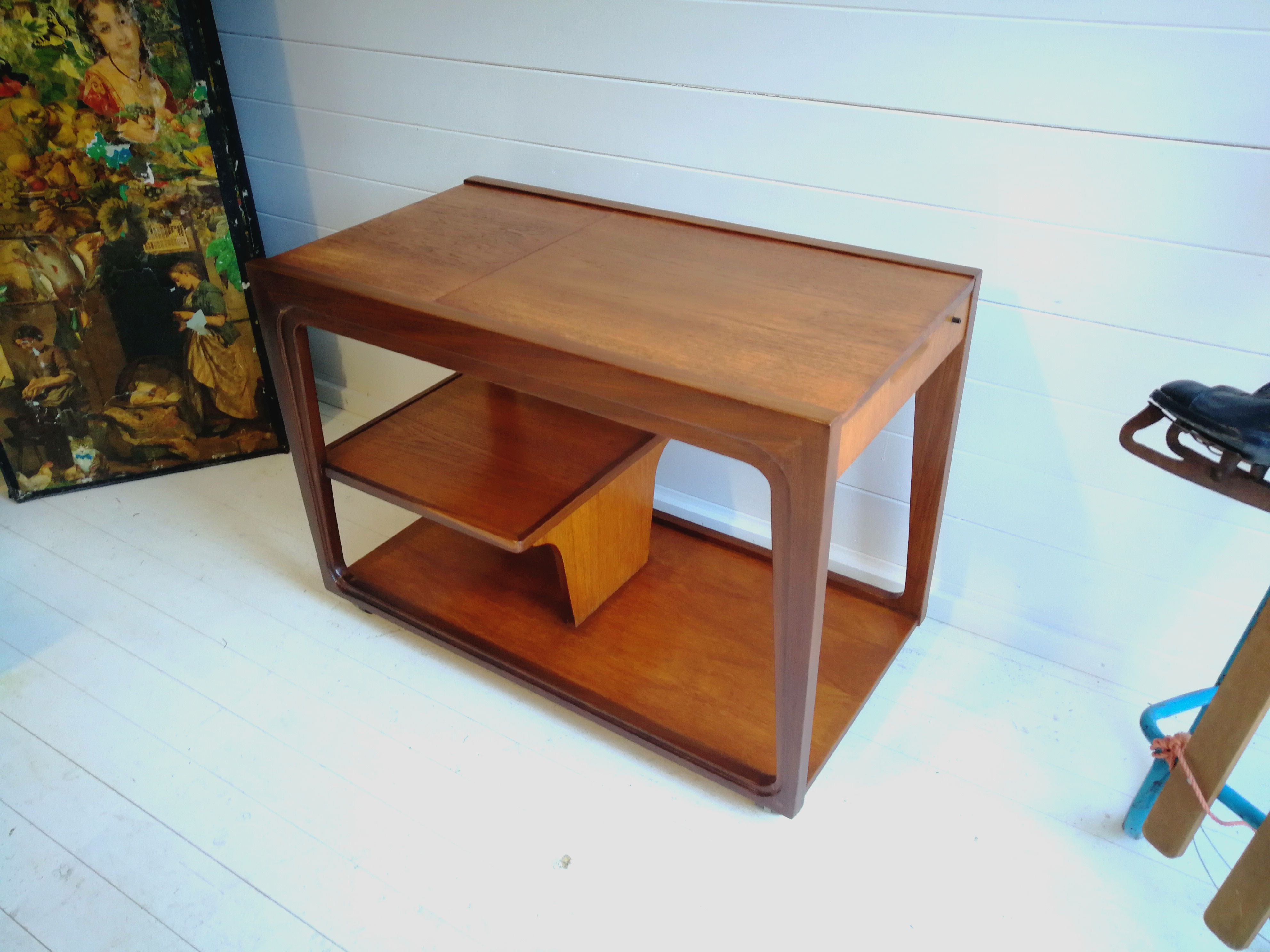 Retro remploy teak & afrormosia drinks trolley hostess trolley, 60s