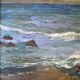 Painting Landscape Marine 1938 HST signed Grandmontagne + Orientalist frame