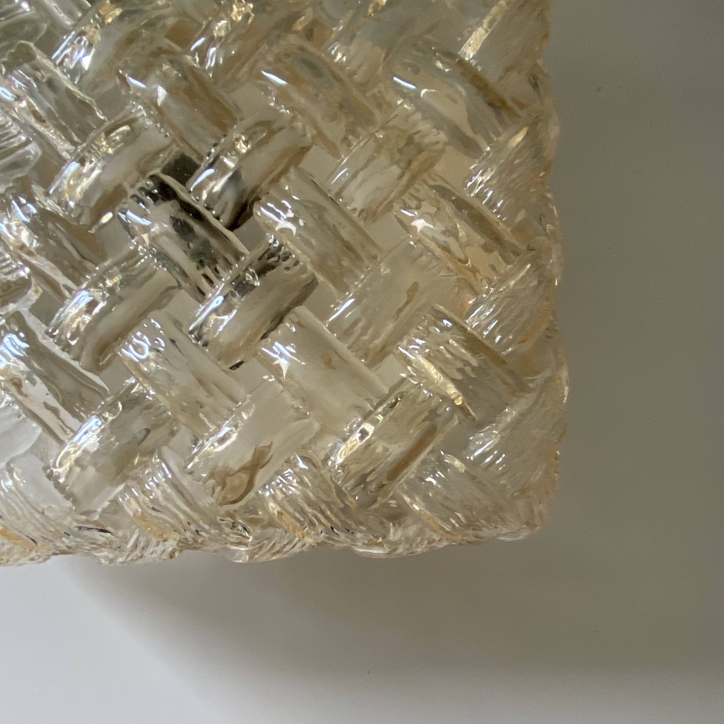 Wall light ceiling light square glass braid amber gold 1970 1980 seventies eighties