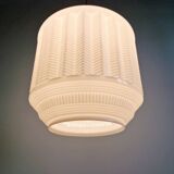 Large Art Deco pendant light in white opaline, 1920s-30s