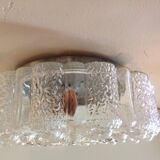 Round ceiling lamp in bubbled glass vintage 60s-70s