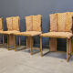 Romeo Rega set of 4 dining chairs in brass and wicker for Mario Sabot, 1970s