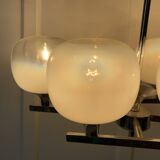 Space Age chandelier, Italian design, chrome and glass