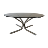 Low smoke round glass table