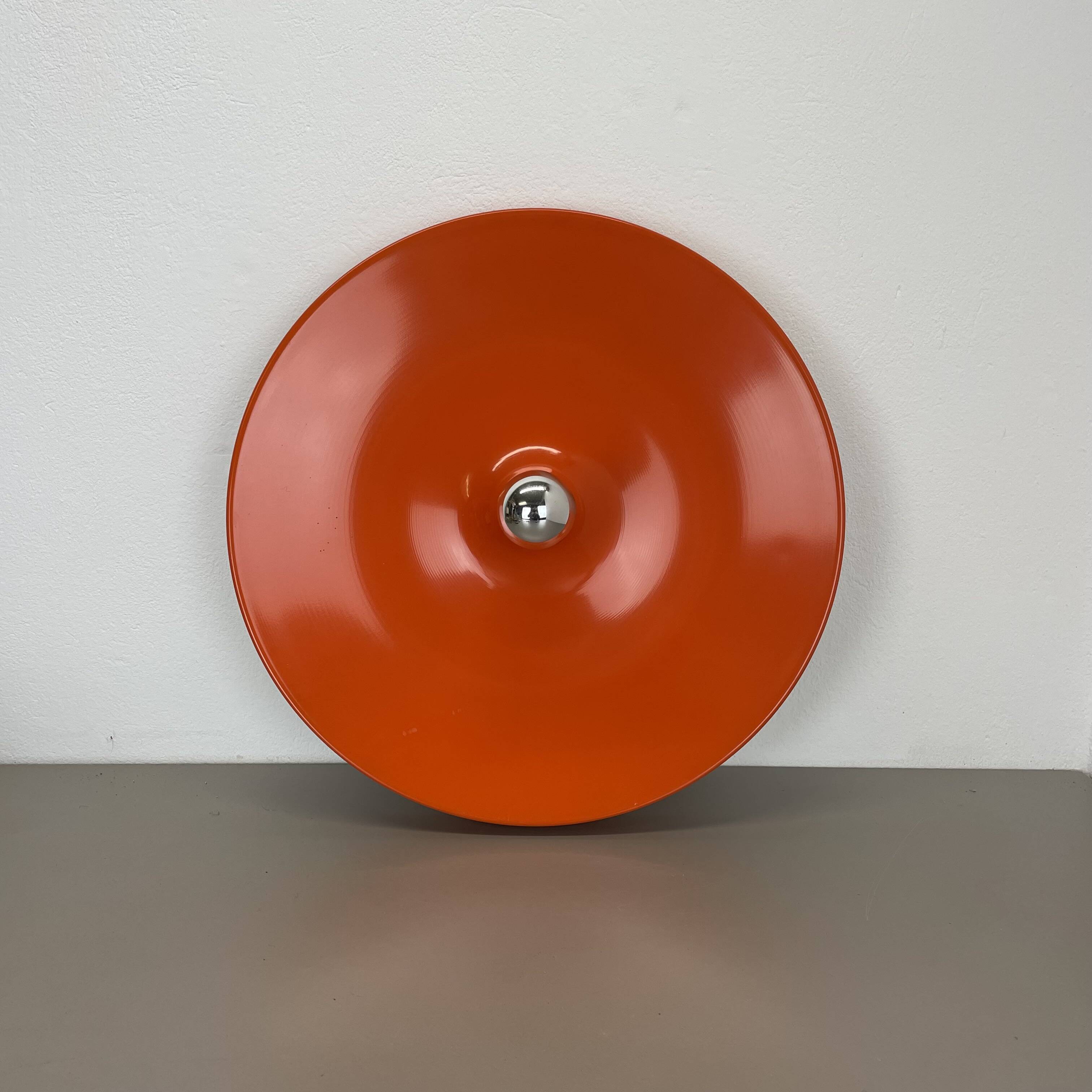 Rare Orange 50cm Charlotte Perriand Disc Wall Light by Staff, Germany 1970