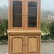 Louis Philippe 2-body sideboard renovated in raw wood with 2 glass doors