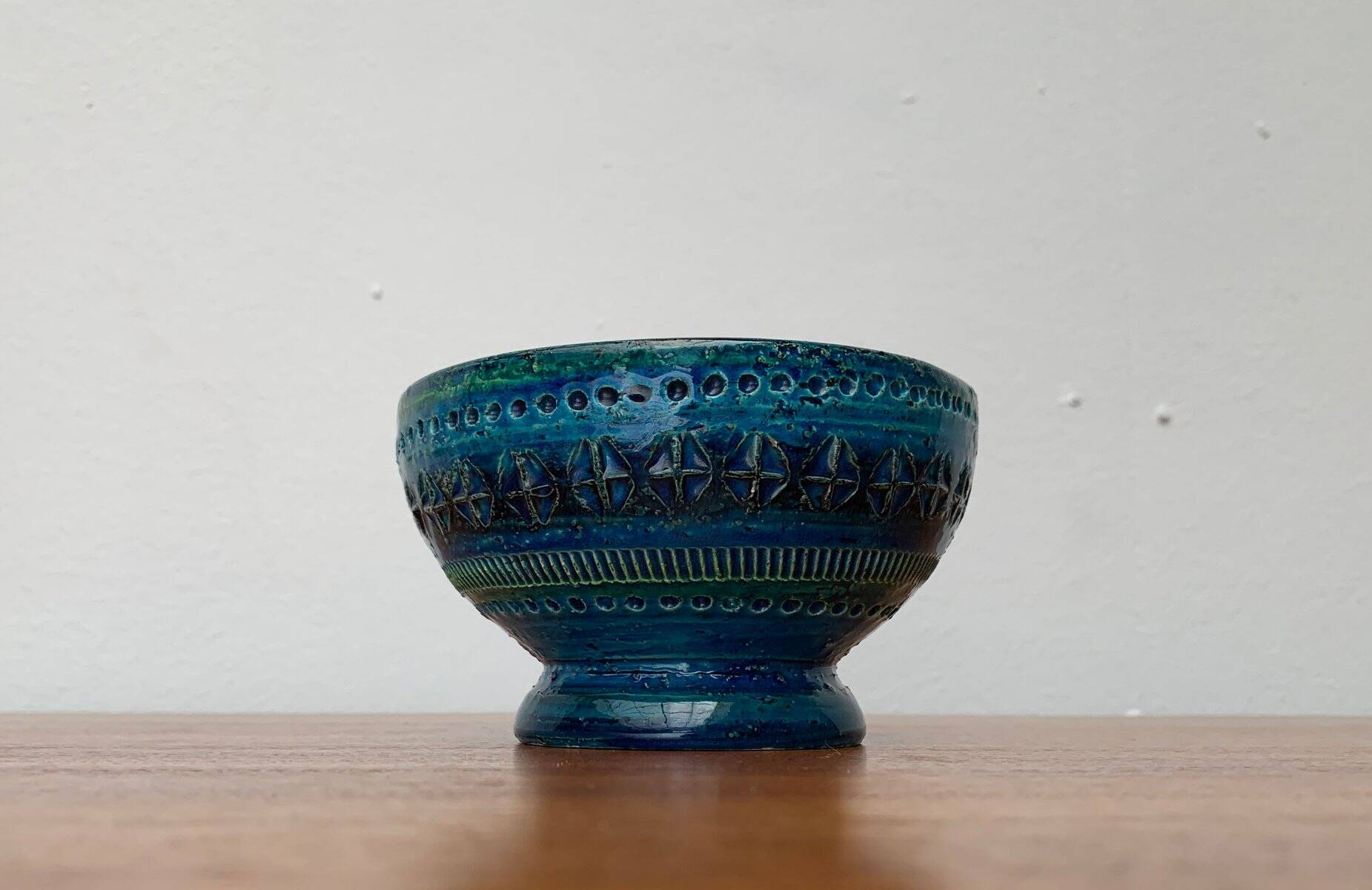 Rimini Blu pottery candlestick by Aldo Londi for Bitossi, Italy, 1960s.