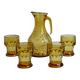 Vintage Amber Glass Orangeade Set - 1 Carafe + 4 Glasses - Made in Italy