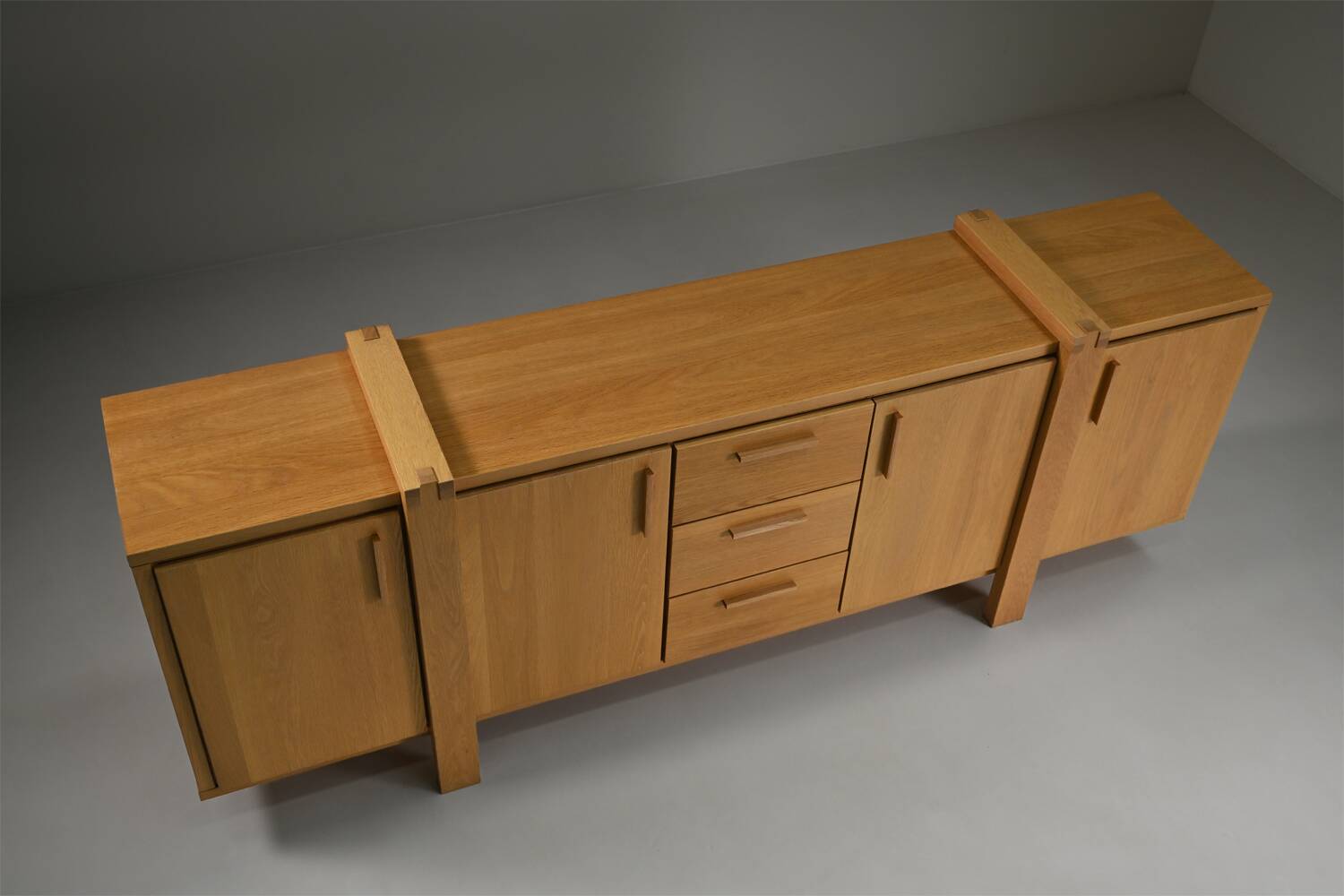Large brustalist oak sideboard, Belgium.