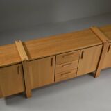 Large brustalist oak sideboard, Belgium.