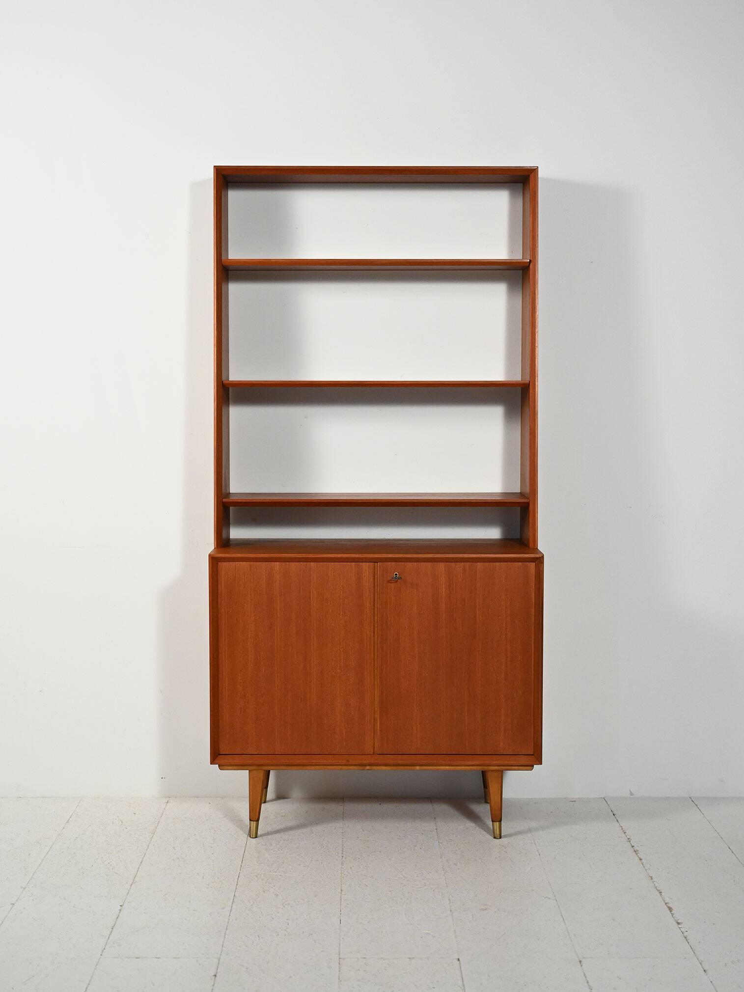 Scandinavian teak bookcase with cabinet, 1950s–1960s