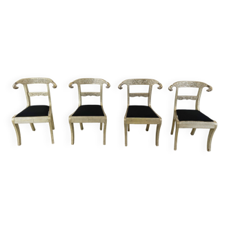 Anglo-Indian silvered dowry chairs, 1950s