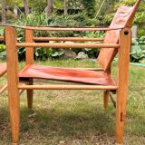 A pair of Danish beechwood and leather Safari armchairs - 1960