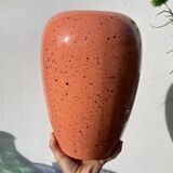 Large West German speckled salmon and black ceramic vase