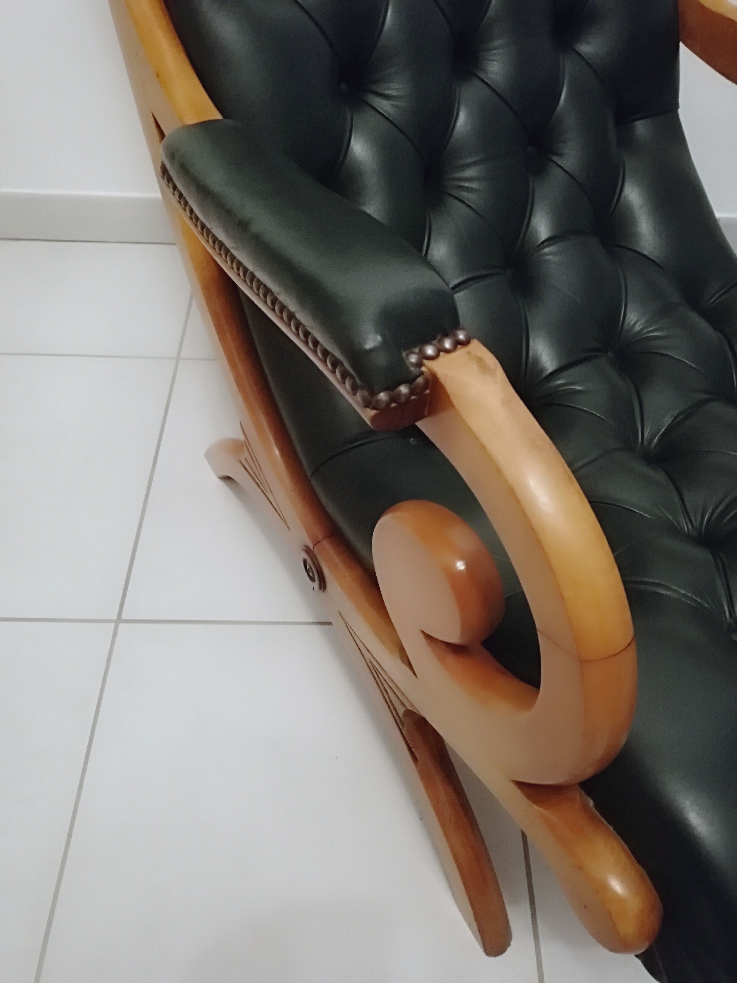 Chesterfield model Victoria chair in dark green leather