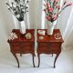 Louis XV French bedside tables with floral marquetry, 1940s, set of 2